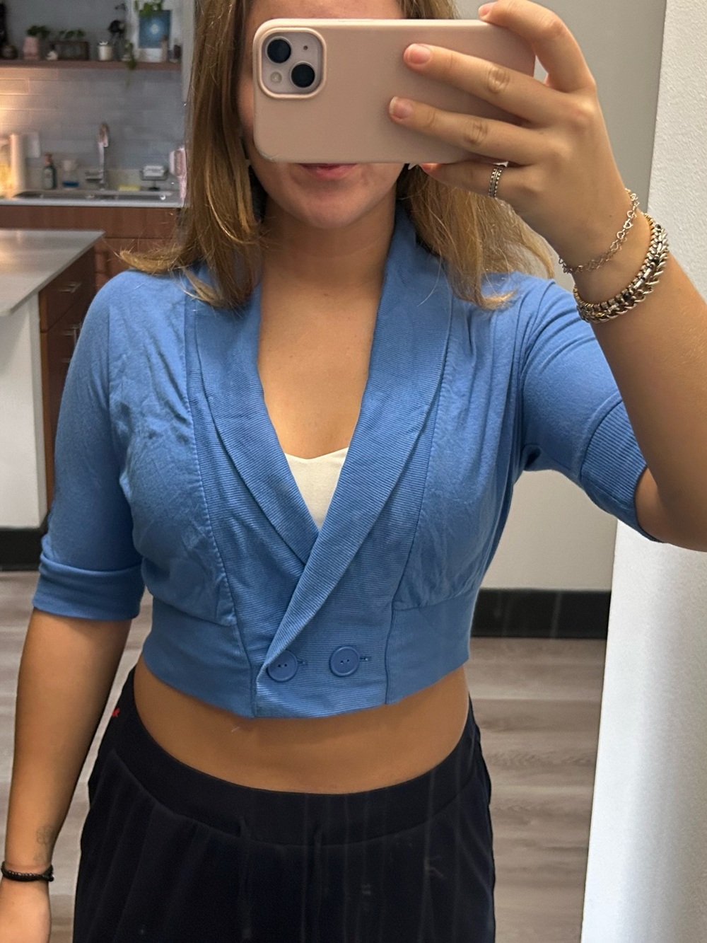 2007 Old Navy Cropped Shawl-Collar Top